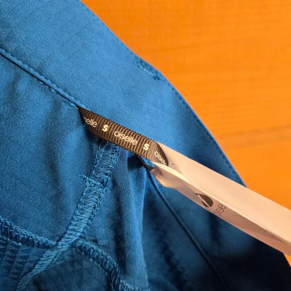 Oiselle Roga Performance Jean Pacific Blue Geometric Golf Pant S Pocket Skinny - Picture 7 of 8